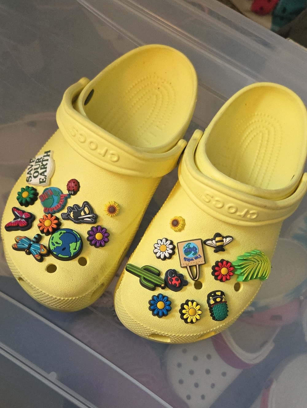 CROCS Yellow Kids Classic Clog with Decorative Charms